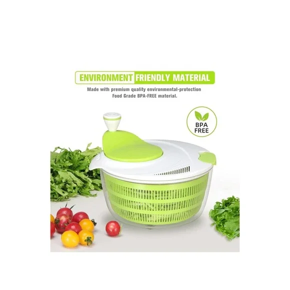 Smile mom Salad Spinner Large Lettuce Kitchen Gadgets, 4QT, Green - Picture 3 of 5